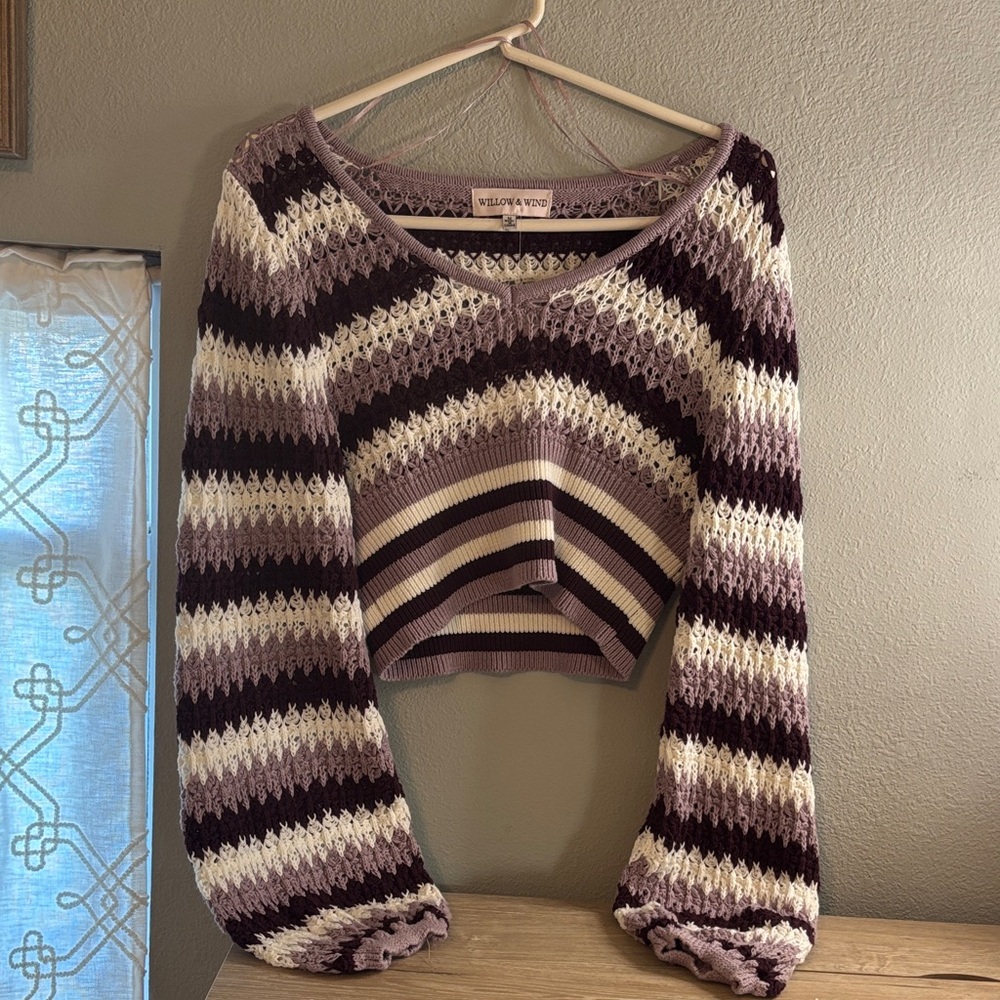 Wild Fable Striped Purple and White Sweater, size medium, never worn